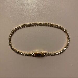 4CT 1,5mm Lab Created Diamond Tennis Bracelet 14K Yellow Gold Plated
